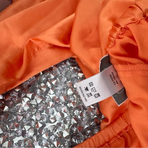 La senza pants silky satiny orange shimmer pockets waist tie up vintage y2k 2000 - Picture 10 of 11